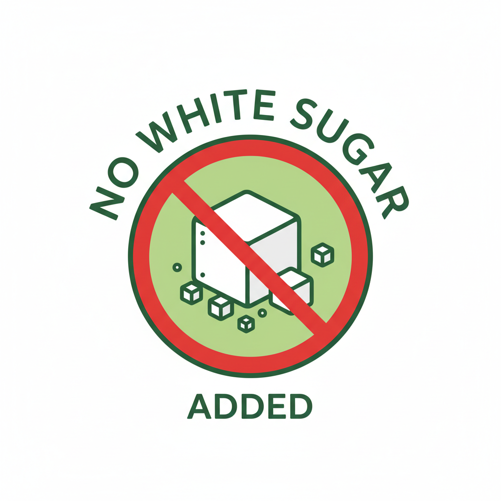 a symbol to show the product does not contain white sugar